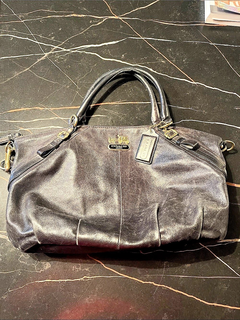 Coach Madison Abigail Shoulder Bag Black Leather Satchel